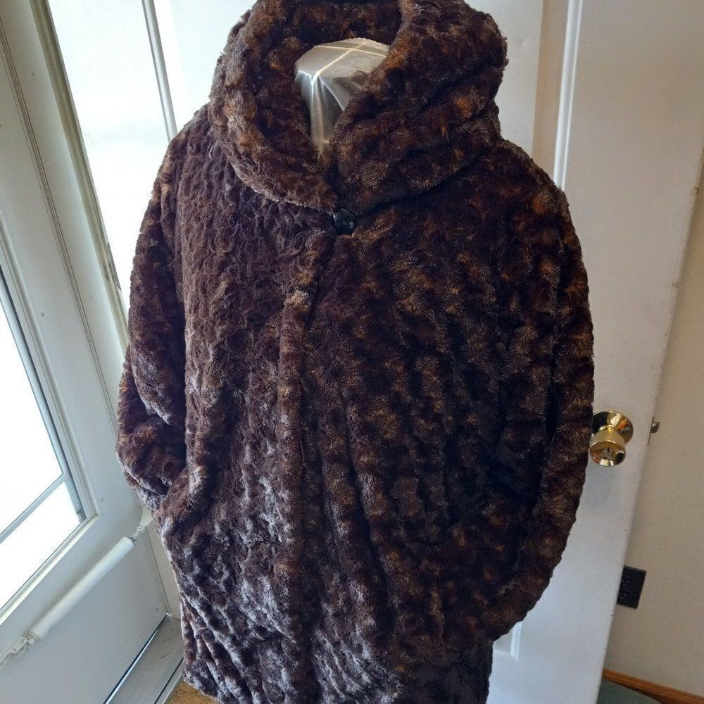 Dennis Basso Sterling Hooded Faux Fur Jacket So Soft!!!